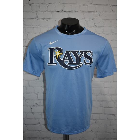 Nike Mens Size Large Tampa Bay Rays Baseball MLB Shirt Blue Dri-Fit Polyester - Picture 2 of 6